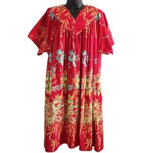 VINTAGE Hawaiian muumuu by Daffodil red floral size 3X